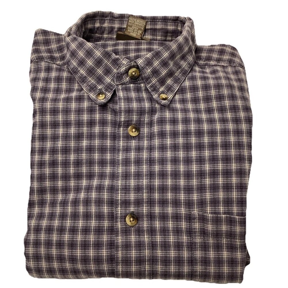 Galyans Long Sleeve Plaid Button Down Blue & Gray Size L Cotton